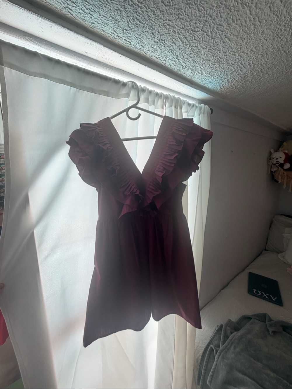 eesome Burgundy Ruffle Mini Dress